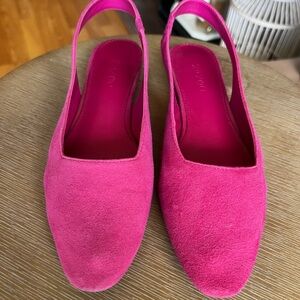 Mango Fuchsia Suede Slingback Flats